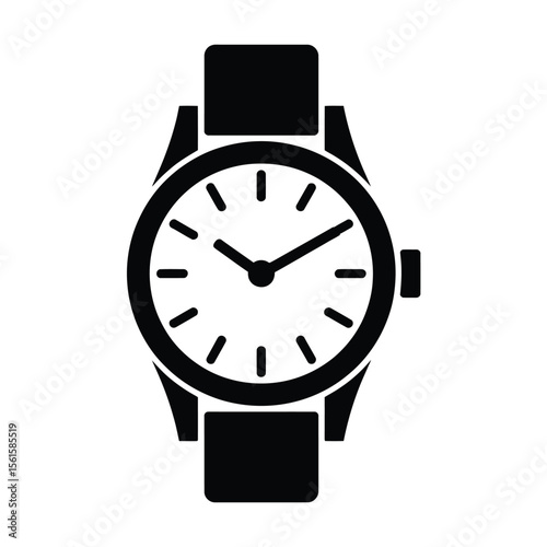 Wristwatch icon time management and deadline symbol vector illustration in black color