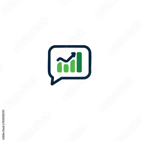 Revenue Growth Chat Bubble Icon - Banking Data Visualization Vector