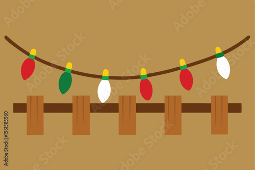 Christmas Garland with Lights on Wooden Frame