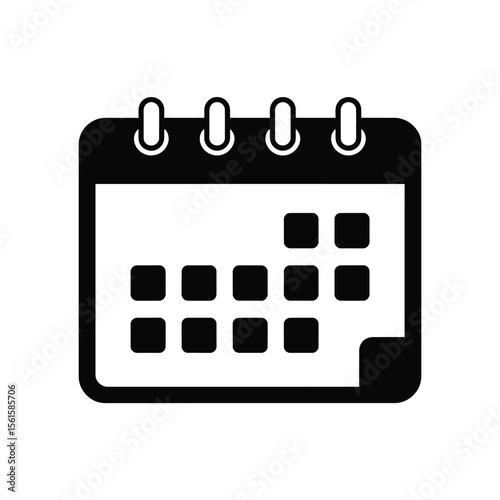 Simple Black Calendar Icon on White Background