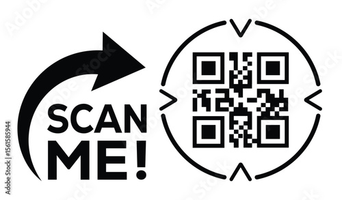 Scan QR code icon. Digital scanning qr code. QR code scan for smartphone. QR code for payment. Scan me text