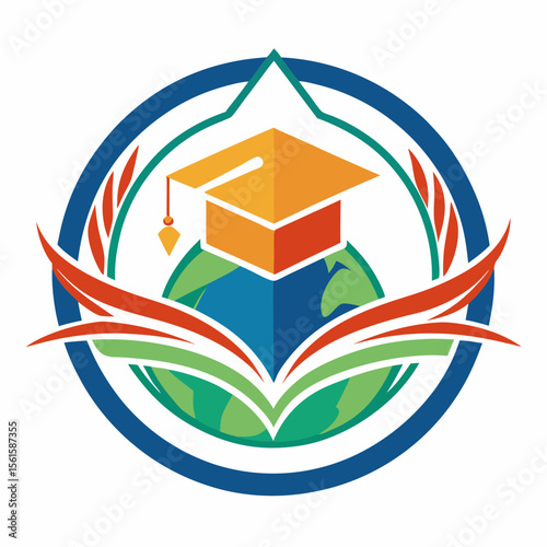 A clean and modern education logo featuring a graduation cap and open book. Perfect for online learning platforms, universities, schools, coaching centers, or e-learning apps. Fully editable vector SV