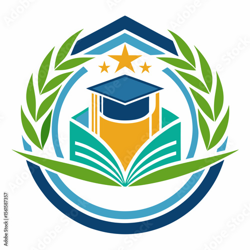 A clean and modern education logo featuring a graduation cap and open book. Perfect for online learning platforms, universities, schools, coaching centers, or e-learning apps. Fully editable vector SV
