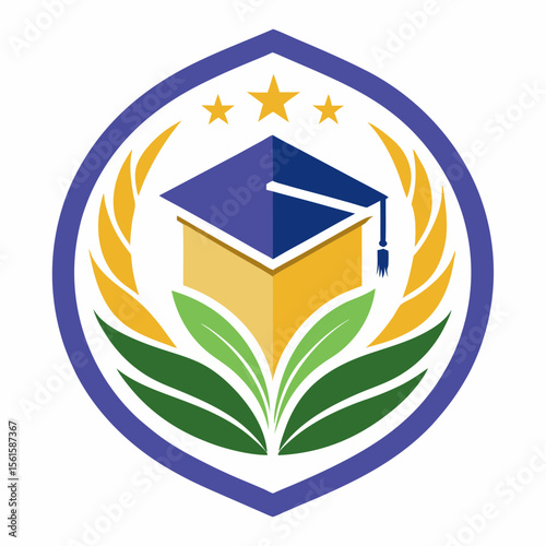 A clean and modern education logo featuring a graduation cap and open book. Perfect for online learning platforms, universities, schools, coaching centers, or e-learning apps. Fully editable vector SV