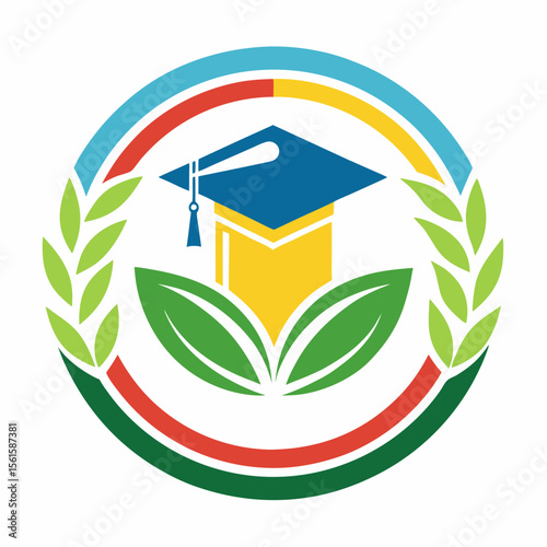 A clean and modern education logo featuring a graduation cap and open book. Perfect for online learning platforms, universities, schools, coaching centers, or e-learning apps. Fully editable vector SV