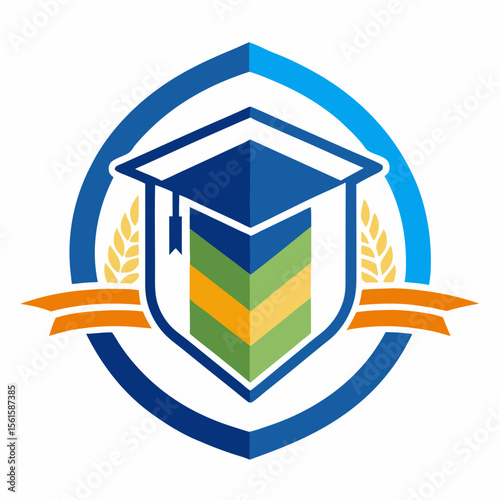A clean and modern education logo featuring a graduation cap and open book. Perfect for online learning platforms, universities, schools, coaching centers, or e-learning apps. Fully editable vector SV