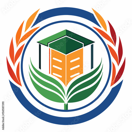 A clean and modern education logo featuring a graduation cap and open book. Perfect for online learning platforms, universities, schools, coaching centers, or e-learning apps. Fully editable vector SV