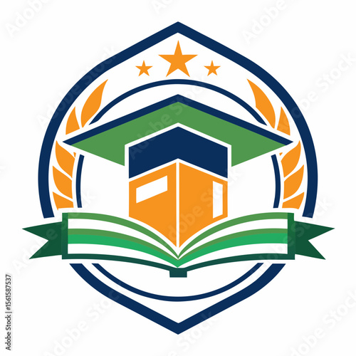 A clean and modern education logo featuring a graduation cap and open book. Perfect for online learning platforms, universities, schools, coaching centers, or e-learning apps. Fully editable vector SV