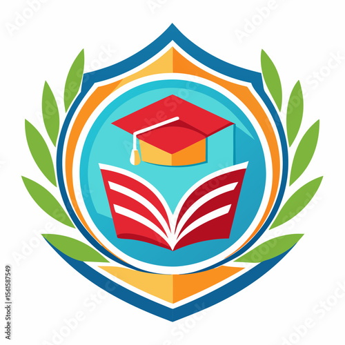 A clean and modern education logo featuring a graduation cap and open book. Perfect for online learning platforms, universities, schools, coaching centers, or e-learning apps. Fully editable vector SV