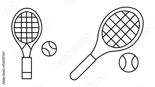 Tennis icon vector. tennis racket and ball silhouette design art illustration. tennis isolated on white background
