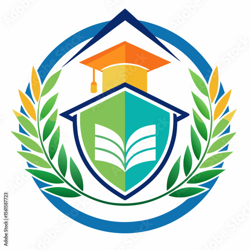 A clean and modern education logo featuring a graduation cap and open book. Perfect for online learning platforms, universities, schools, coaching centers, or e-learning apps. Fully editable vector SV
