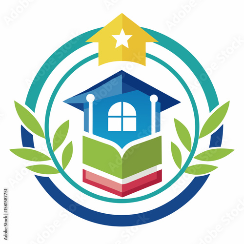 A clean and modern education logo featuring a graduation cap and open book. Perfect for online learning platforms, universities, schools, coaching centers, or e-learning apps. Fully editable vector SV