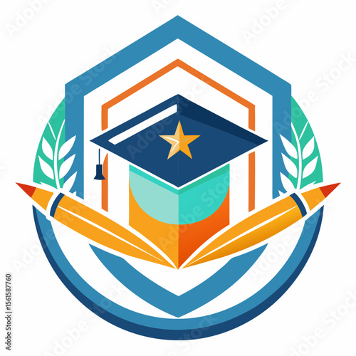 A clean and modern education logo featuring a graduation cap and open book. Perfect for online learning platforms, universities, schools, coaching centers, or e-learning apps. Fully editable vector SV