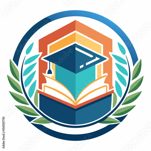 A clean and modern education logo featuring a graduation cap and open book. Perfect for online learning platforms, universities, schools, coaching centers, or e-learning apps. Fully editable vector SV