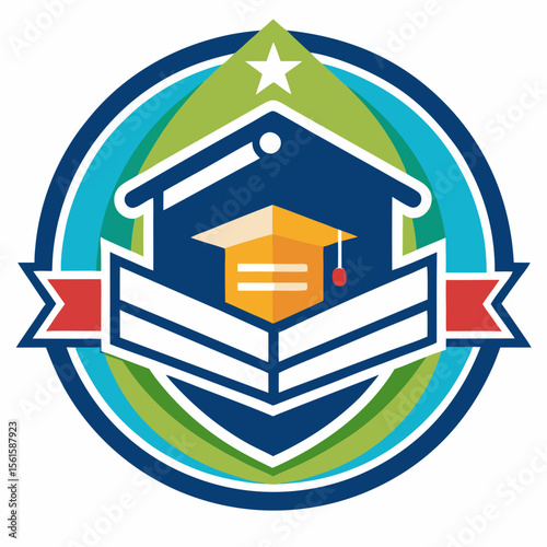 A clean and modern education logo featuring a graduation cap and open book. Perfect for online learning platforms, universities, schools, coaching centers, or e-learning apps. Fully editable vector SV