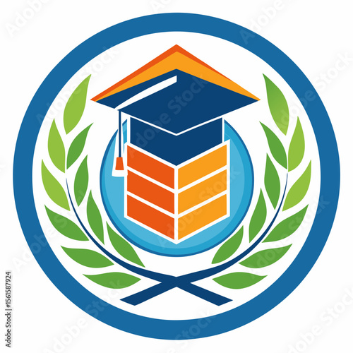 A clean and modern education logo featuring a graduation cap and open book. Perfect for online learning platforms, universities, schools, coaching centers, or e-learning apps. Fully editable vector SV