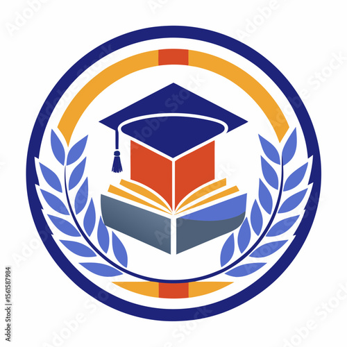 A clean and modern education logo featuring a graduation cap and open book. Perfect for online learning platforms, universities, schools, coaching centers, or e-learning apps. Fully editable vector SV