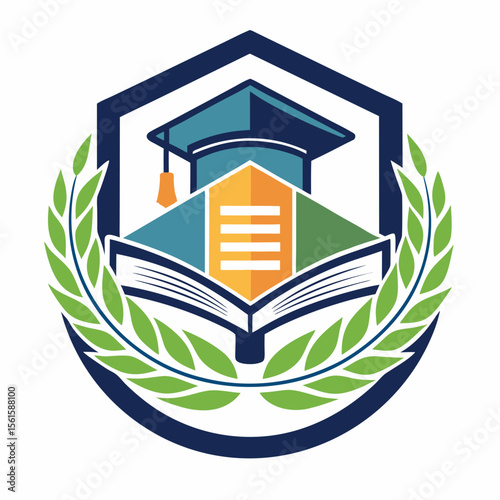 A clean and modern education logo featuring a graduation cap and open book. Perfect for online learning platforms, universities, schools, coaching centers, or e-learning apps. Fully editable vector SV
