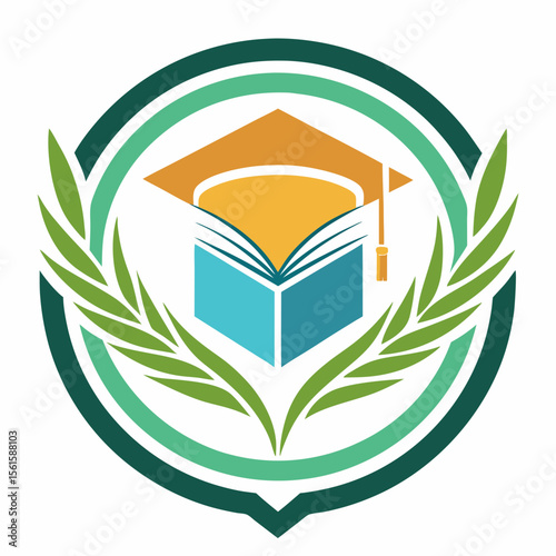 A clean and modern education logo featuring a graduation cap and open book. Perfect for online learning platforms, universities, schools, coaching centers, or e-learning apps. Fully editable vector SV