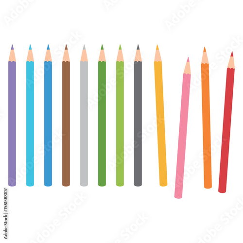 Playful vector illustration of hand-drawn colored pencils in multiple colors. Perfect for art, school, or creative education materials.
