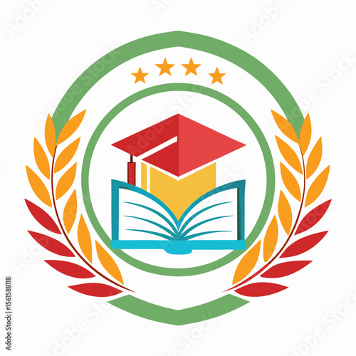 A clean and modern education logo featuring a graduation cap and open book. Perfect for online learning platforms, universities, schools, coaching centers, or e-learning apps. Fully editable vector SV