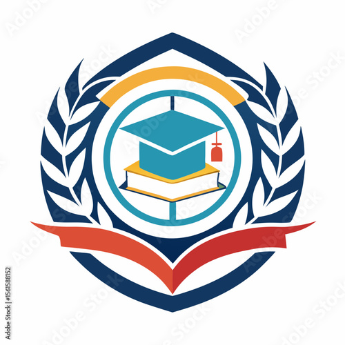 A clean and modern education logo featuring a graduation cap and open book. Perfect for online learning platforms, universities, schools, coaching centers, or e-learning apps. Fully editable vector SV