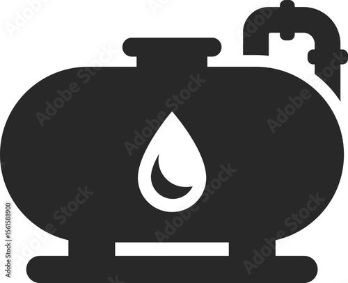 Oil tank solid icon used in fuel storage, gas supply, and energy industry clipart designs.