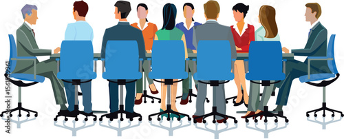 Gruppen von Geschäftsleuten In einer Konferenz und Gesprächen Illustration isoliert
