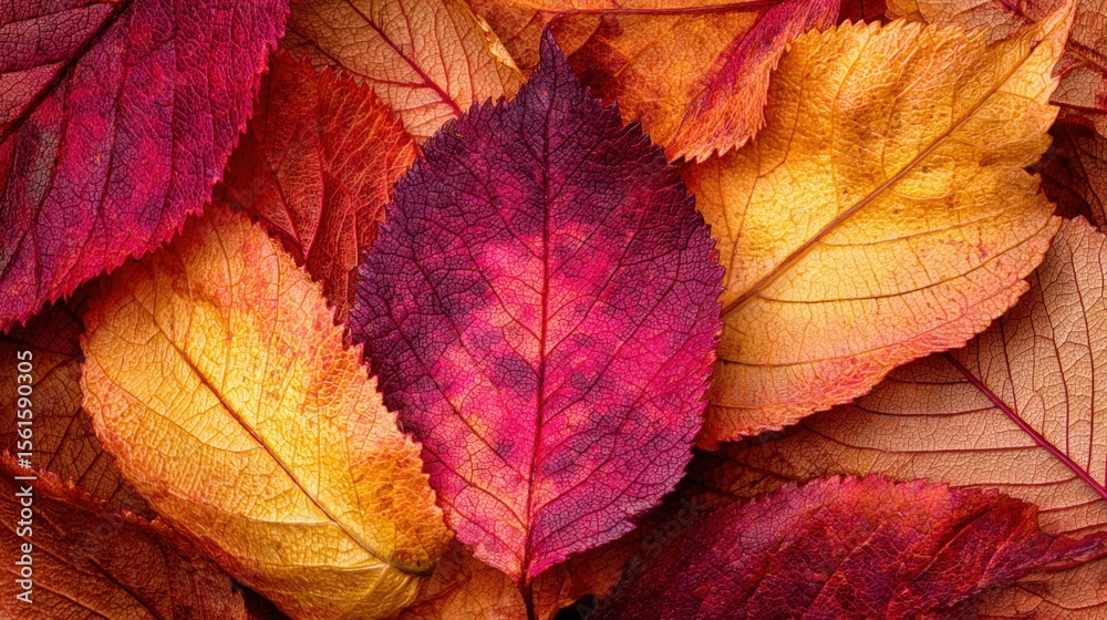 Colorful autumn leaves in warm hues with detailed veins and natural textures. Colorful autumn leaves in warm hues with detailed veins and natural textures.