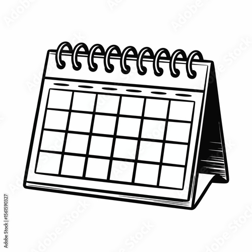 Black and white calendar illustration for planning and scheduling events