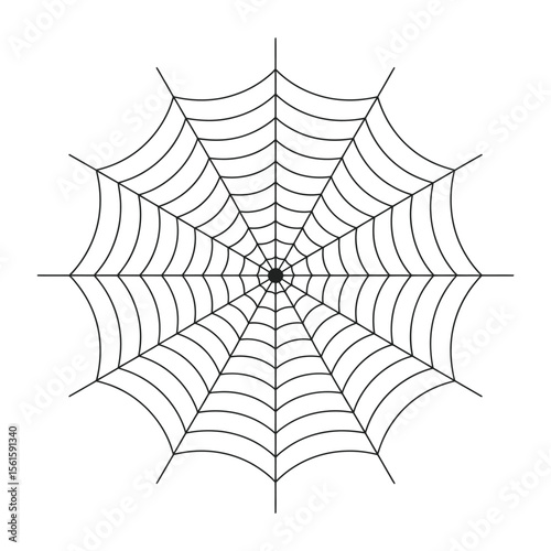 Simple Spiderweb Illustration for Halloween or Horror Themes on White Background