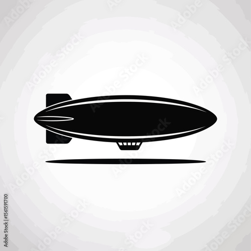 Black and White Silhouette Illustration of a Classic Airship or Zeppelin
