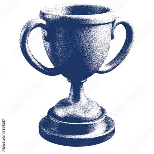 trophy cup Retro stipple halftone dotted style. Vector illustration of vintage grunge retro collage design. isolated on transparent background. 