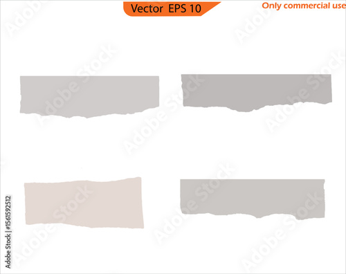 Vector illustration of a set of paper. Torn paper with space. Torn paper background. Torn note paper page. Ripped note notebook grainy paper strips stuck. EPS 10	