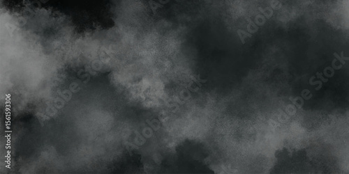 Abstract white and gray isolated cloud cumulus clouds. Gray aquarelle painted realistic fog or mist smoky textured canvas design. White and ash messy wall stucco texture background.