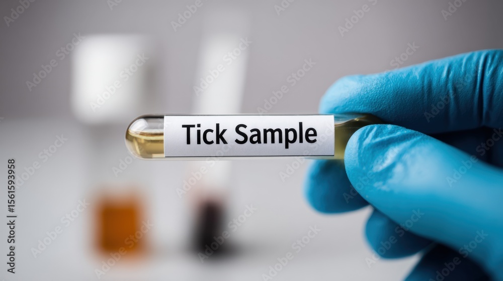 Fototapeta premium Close-up of a healthcare worker holding a sample tube with a 