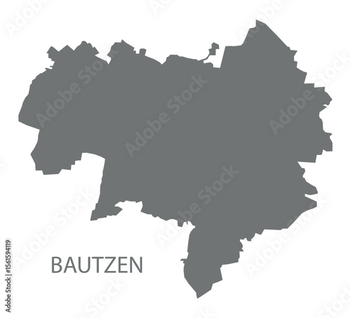 Bautzen city map with boroughs grey illustration silhouette shape