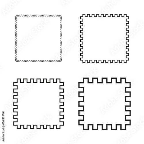 Square frame icons. Pixel border variants. Geometric outline Vector. Minimal grid shapes.