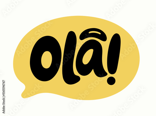 Yellow Speech Bubble with "Olá!" in Black Bold Lettering