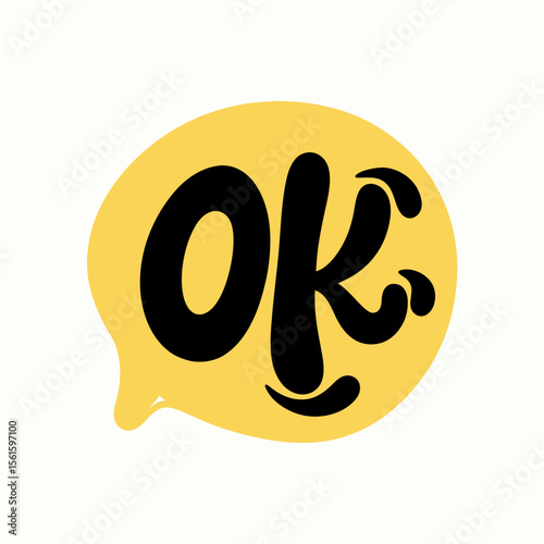 OK Hand-drawn Speech Bubble Yellow Positive Graphic