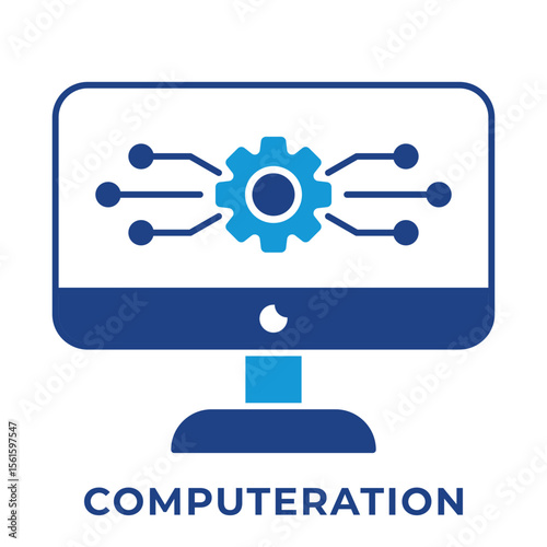 SINGLE ICON COMPUTERATION, BUSINESS AUTOMATION, ICON BLUE STYLE