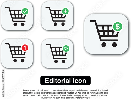 Shopping Cart Icons Add to Cart, Check, Discount, Quantity, Price