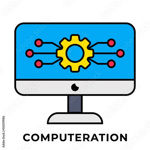 SINGLE ICON COMPUTERATION, BUSINESS AUTOMATION, ICON LINE COLOR STYLE