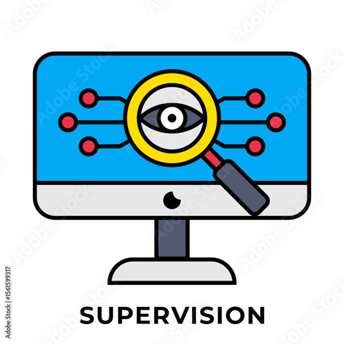 SINGLE ICON SUPERVISION, BUSINESS AUTOMATION, ICON LINE COLOR STYLE