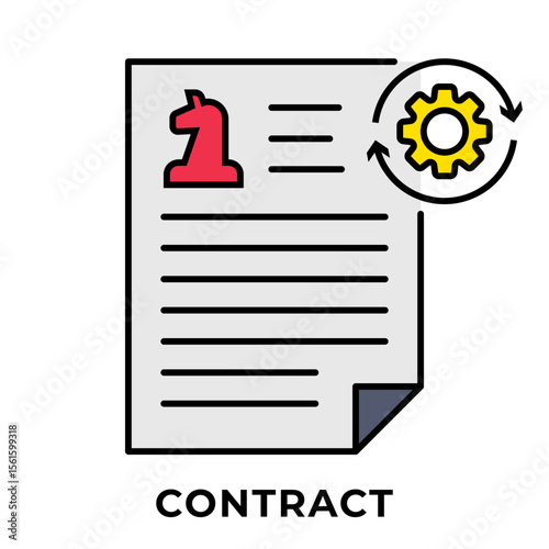 SINGLE ICON CONTRACT, BUSINESS AUTOMATION, ICON LINE COLOR STYLE