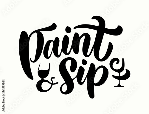 Paint & Sip Party Invitation Design: Calligraphy