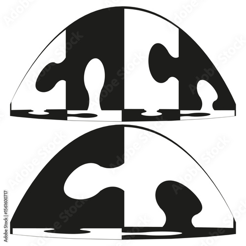 Abstract semicircle shape. Monochrome pattern element. Geometric icon design. Modern vector illustration