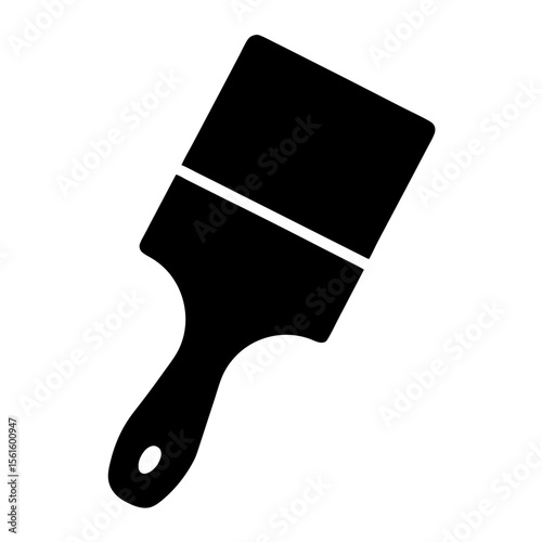 Flat Paint Brush Icon Simple Black Design, A simple black icon of a flat paintbrush, symbolizing creativity, art, and tools used for painting and design work.
