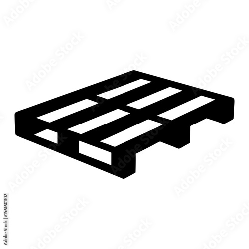 Black Silhouette of Wooden Pallet, A black silhouette of a wooden pallet, symbolizing storage, shipping, or warehouse equipment.
