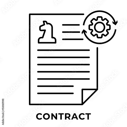 SINGLE ICON CONTRACT, BUSINESS AUTOMATION, ICON LINE STYLE